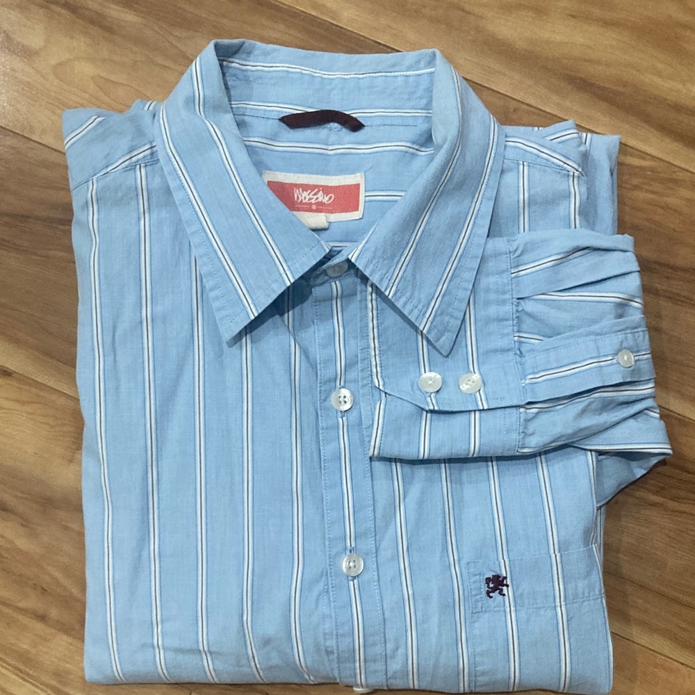 Massimo Light Blue Striped Button Down Shirt